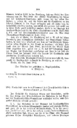 Nachricht von dem Alumnat des Joachimsthalischen Gymnasiums zu Berlin : [II. Gymnasien und Realschulen]
