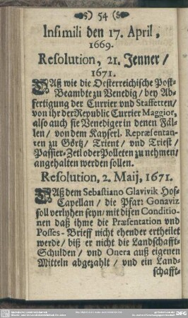 Resolution, 21. Jenner, 1671