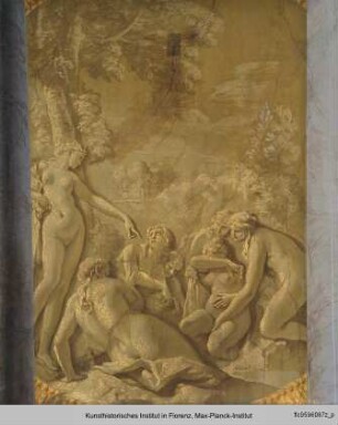 Innendekoration mit Adonis' Abschied von Venus : Scheinarchitektur und mythologischen Szenen der Geschichte Dianas