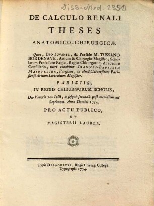 De calculo renali theses anatomico-chirurgicae