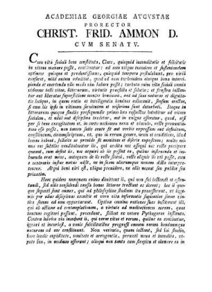 ACADEMIAE GEORGIAE AVGVSTAE PRORECTOR CHRIST. FRID. AMMON D. C V M SENAT V.
