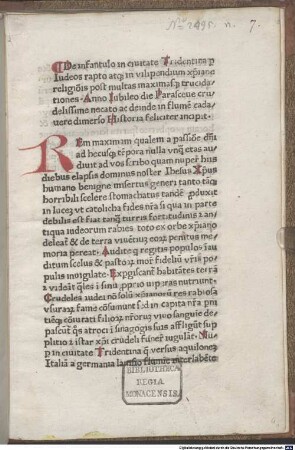 Passio beati Simonis : Trient 17.4.1475