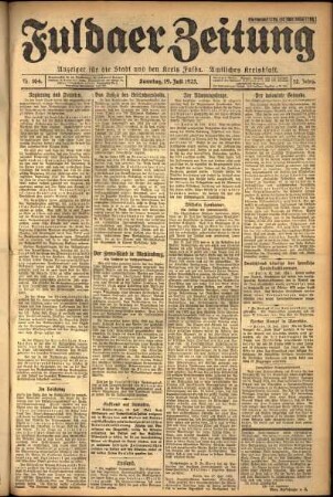 Erste Ausgabe vom Sonntag, den 19. Juli 1925.