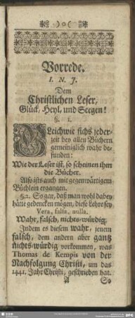 Vorrede. Dem Christlichen Leser, Glück, Heyl, und Seegen!