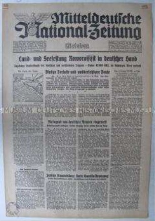 Regionale Tageszeitung "Mitteldeutsche National-Zeitung" u.a. zur Einnahme der Festung Noworossisk