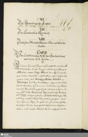 Cap. II. Von Combinirung des Chur-Fürstenthums mit denen Erb-Landen.