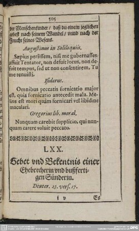 LXX. Gebet und Bekentnis einer Ehebrecherin und bußfertigen Sünderin