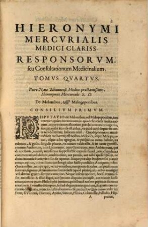 Responsorum et consultationum medicinalium tomus quartus