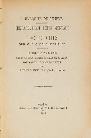 Recherches sur quelques diurétiques : Diss. inaug.