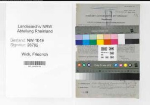 Entnazifizierung Friedrich Wick , geb. 25.01.1898 (Polizeibeamter)