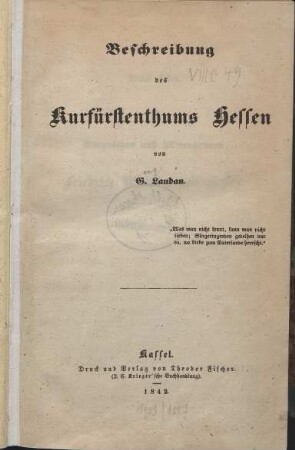Beschreibung des Kurfürstenthums Hessen