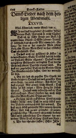 Danck-Lieder nach dem heiligen Abendmahl