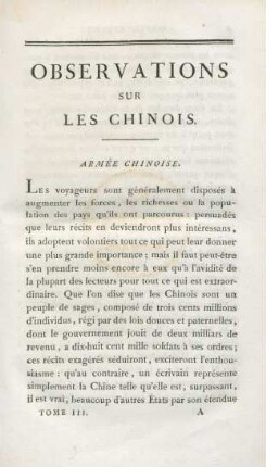 Observations sur les Chinois