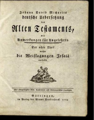 Theil 8: Johann David Michaelis deutsche Uebersetzung des Alten Testaments. Der achte Theil