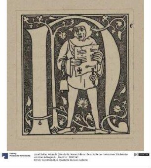 Initiale N (Mönch) für: Heinrich Boos. Geschichte der rheinischen Städtekultur von ihren Anfängen bis zur Gegenwart mit besonderer Berücksichtigung der Stadt Worms. Berlin: Stargardt 1897