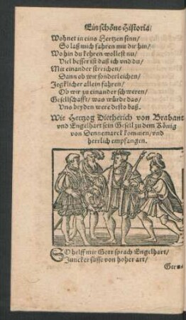 Wie Hertzog Dietherich von Brabant und Engelhart sein Gesell zu dem König von Dennemarck kommen/ und herrlich empfangen.