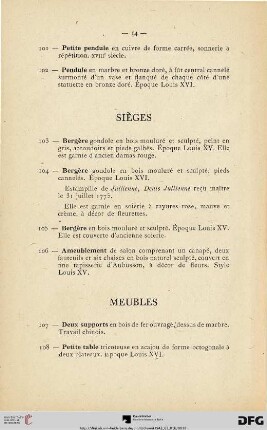Meubles (Nr. 107-130)