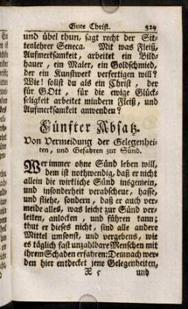 329-436, Fünfter Absatz. Von Vermeidung der Gelegenheiten, und Gefahren zur Sünd