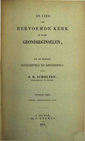 De Leer der hervormde Kerk in hare grondbeginselen, 2