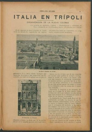 Italia en Trípoli - Organización de la nueva colonia