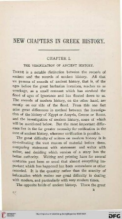 Chapter I: The verification of ancient history
