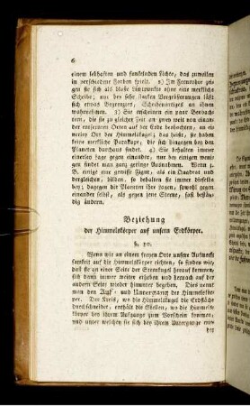 Beziehung der Himmelskörper auf unsern Erdkörper