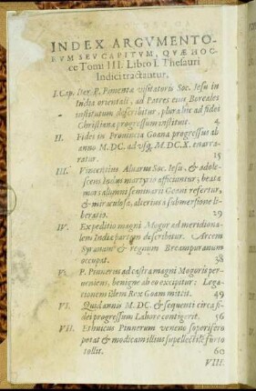 Index Argumentorum Seu Capitum [...]