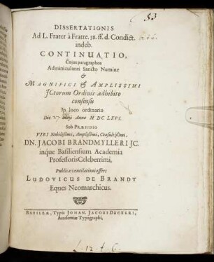 Dissertationis Ad L. Frater a Fratre. 38. ff. d. Condict. indeb. Continuatio