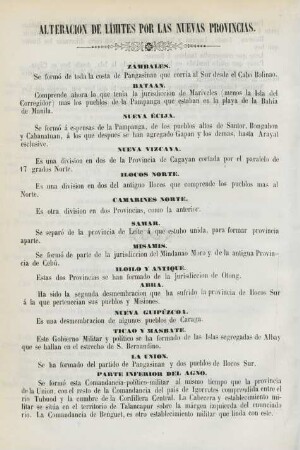 Alteracion de límites por las nuevas provincias