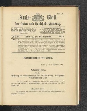 No. 294, 10. Dezember 1918