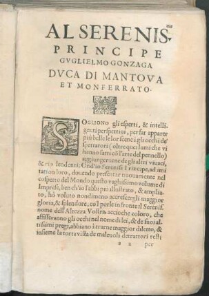 Al Serenis Principe Gvglielmo Gonzaga Dvca Di Mantova Et Monferrato.