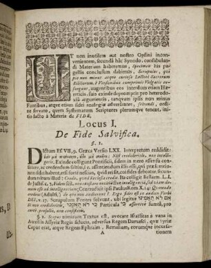 Locus I. De Fide Salvifica. - Locus IV. De Deo.