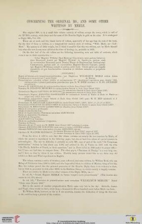 Concerning the orginal Ms., and some other writings by Merle