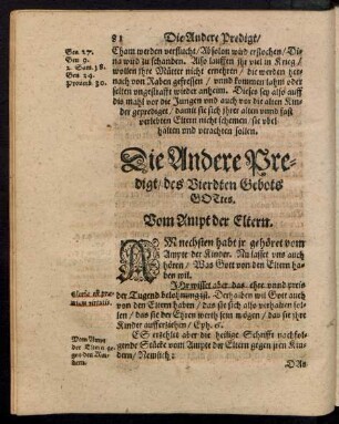Die Andere Predigt/ des Vierdten Gebots Gottes.