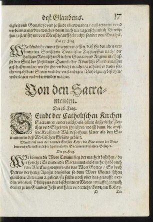 Von den Sacramenten.