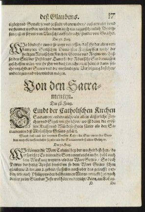 Von den Sacramenten.