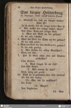 Eine kürzere Heilsordnung für diejenigen, welche wenig behalten können