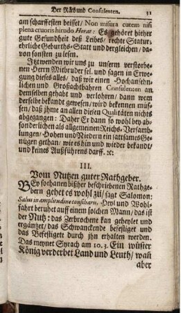 III. Vom Nutzen guter Rathgeber