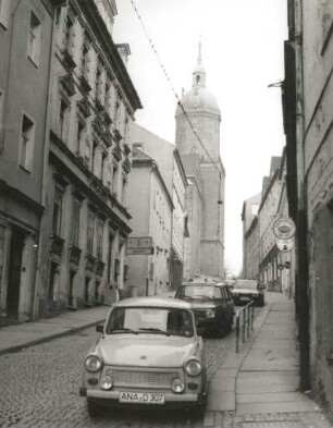 Annaberg-Buchholz, Große Kirchgasse. Blick nach Südost zur Stadtkirche St. Annen
