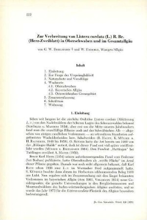 Zur Verbreitung von Listera cordata (L.) R. Br. (Herz-Zweiblatt) in Oberschwaben und im Gesamtallgäu