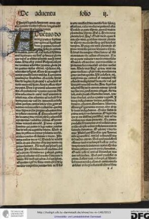 Incipit legenda sanctorum aurea que alio nomine dicitur hystoria longobardica. Et primo de adventu domini.