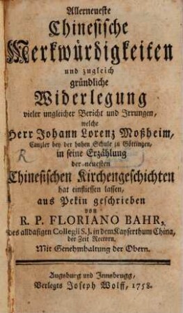 Allerneueste chinesische Merkwürdigkeiten