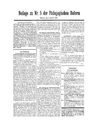 Mitteilungen : (Fortsetzung aus dem Hauptblatt) ; Beilage zu Nr. 5 der Pädagogischen Reform