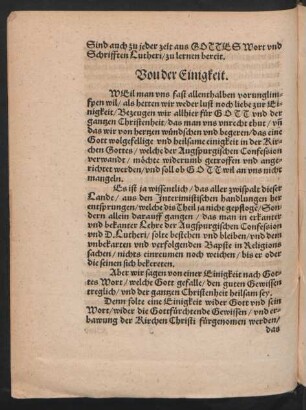 Von der Einigkeit.