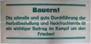 Maueranschlag mit Aufruf der VgdB zur Herbstbestellung