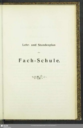 Lehr- und Stundenplan der Fach-Schule