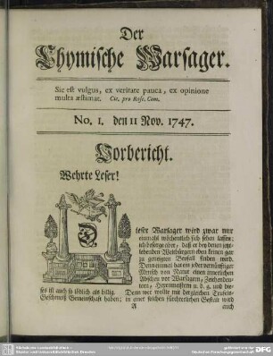 No. 1. den 11 Nov. 1747
