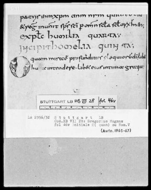 Gregorius Magnus, Homiliae in Ezchielem — Initiale O, Folio 46verso