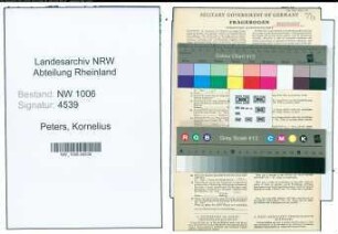 Entnazifizierung Kornelius Peters , geb. 10.07.1890 (Landwirt)