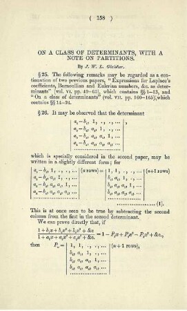 On a class of determinants, with a note on partitions.